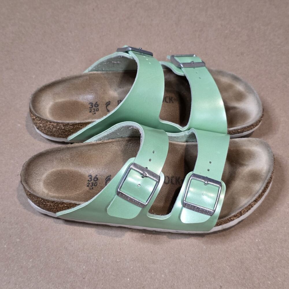Birkenstock Arizona Sandals Womens Size 5 Green Slide Buckle Comfort Germany
